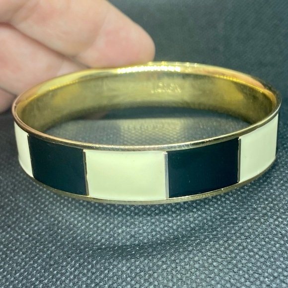 J. Crew Black & White Enamel Bangle Bracelet - Picture 1 of 6